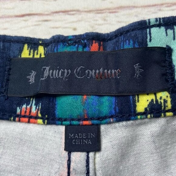 NWT Juicy Couture Printed Denim High Waist Shorts in Regal Coral Island Sz 32 - Picture 8 of 13